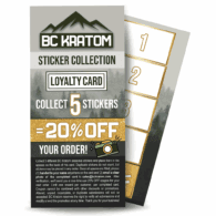 BC Kratom sticker collection and loyalty card